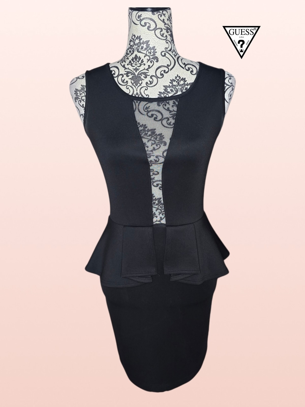 GUESS Black Peplum Sheath Dress - Small